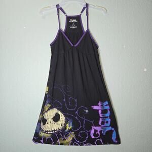 Disney Parks Tank Tunic Dress Women sz M Black Jack Skellington Casual Pullover